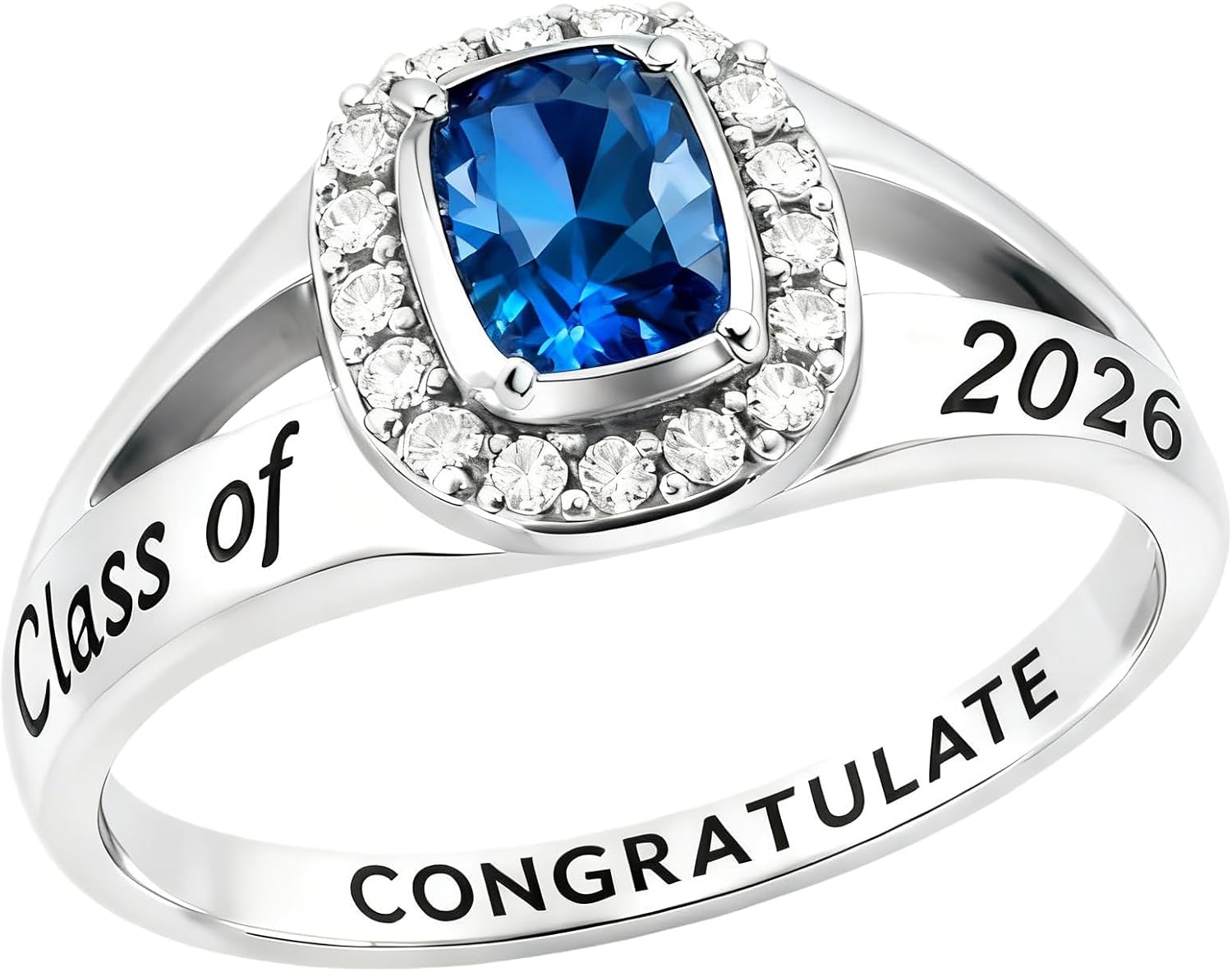 Class Rings for Women High School and College Graduates, 925 Sterling Silver Graduation Rings Personalized, High School Ring for Women 2026, Birthstone Women's Class Ring