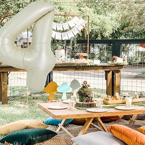 Miniatura 3 de TONIFUL Globo blanco crema de 40 pulgadas, decoración de fiesta de cumpleaños del 0 al 9, globo digital de número 4 de Mylar de aluminio para fiesta