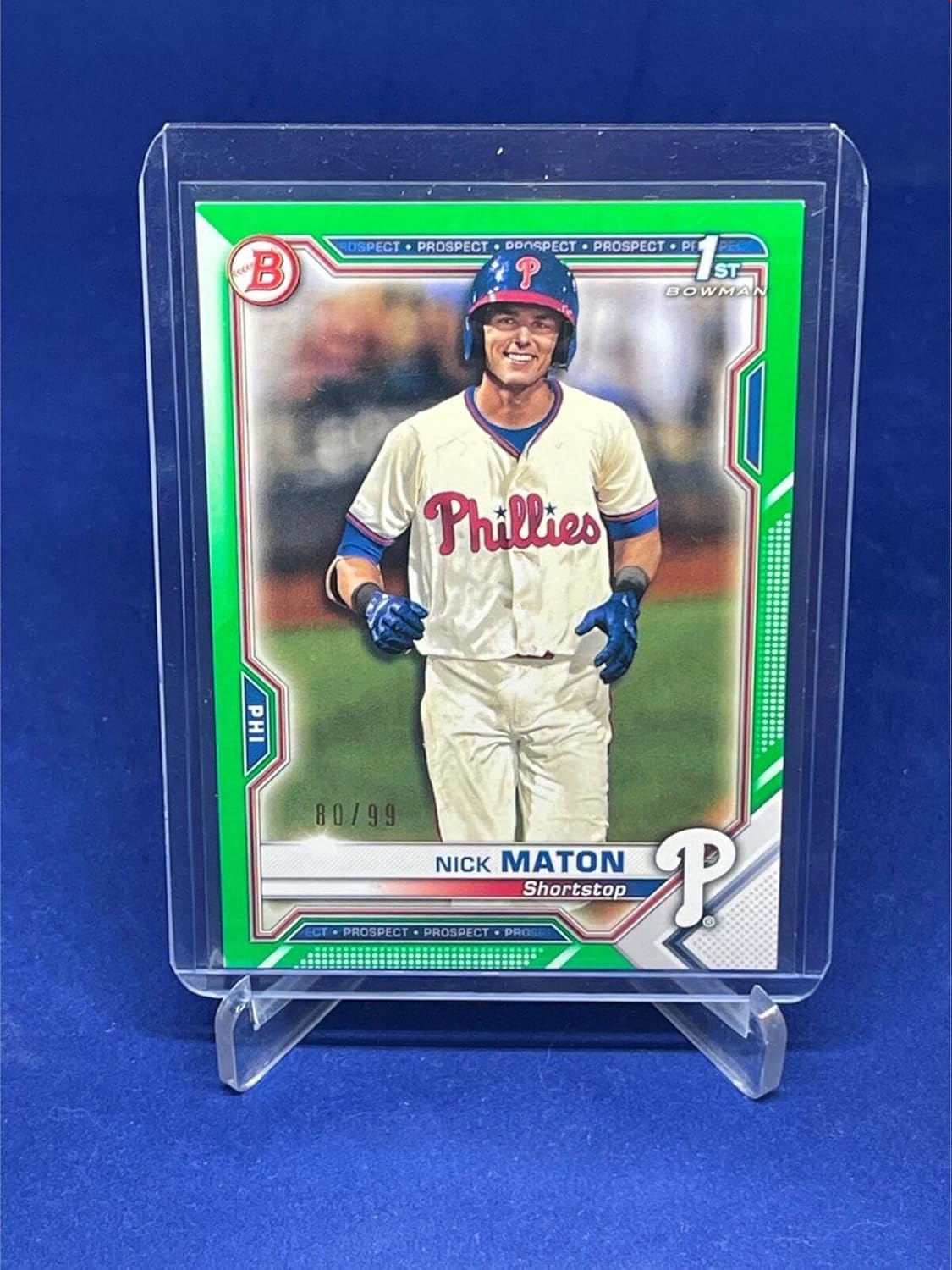 Nick Maton 2021 Topps Bowman 1st Prospect #d 80/99 - Baseball Cards