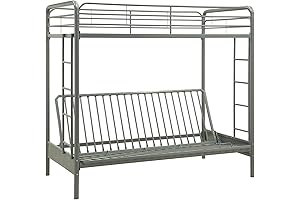 DHP Sammie Twin Over Futon Metal Bunk Bed In Silver