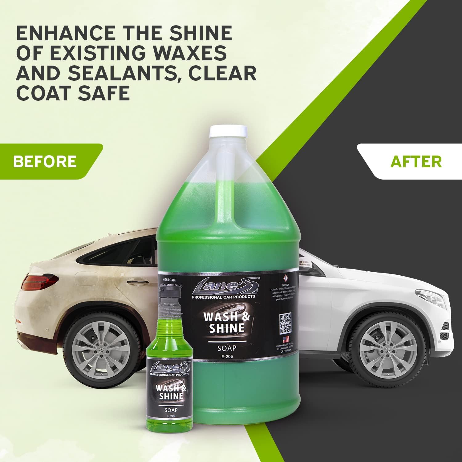 LANE'S Car Soap/Car Wax Soap The Perfect Wax Shampoo for Auto Detailing/Exterior Care Products/High Foaming with Gentle Formula/Concentrated Formula - 1 Gallon
