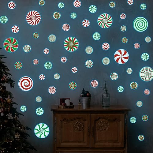 Miniatura 3 de 60 calcomanías de pared que brillan en la oscuridad, calcomanías de pared de caramelos, calcomanías de pared azules luminosas extraíbles de menta