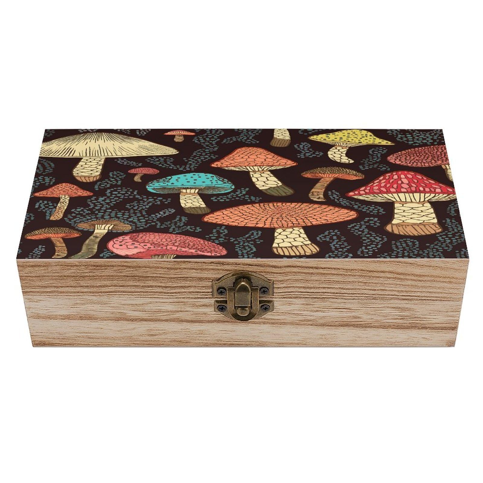 VstaDank Mushroom Wooden Storage Box Wooden Keepsake Box with Hinged Lid Exquisite Solid Wood Decorative Jewelry Case Memory Box for Jewelry Photos Letters Crafts Trinkets