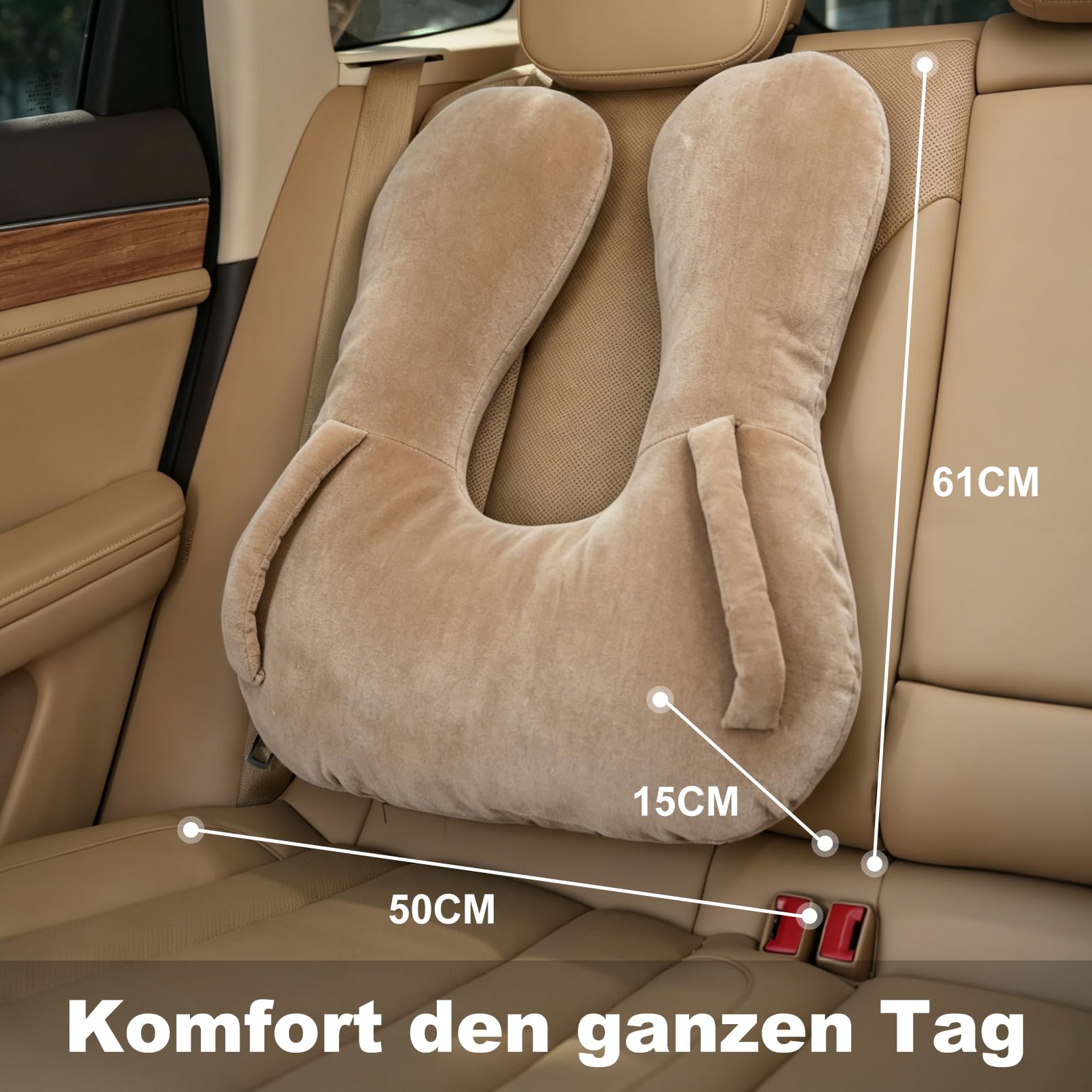 Innokids Oreiller de Voyage pour Enfants avec Repose-Mains (Brun) | Housse en Velours Doux, Soutien Ergonomique du Corps pour garçons, Filles et Adultes Lors de Longs Voyages