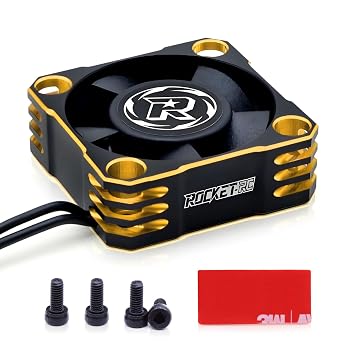 30mm RC Motor Cooling Fan,28000RPM ESC Cooling Fan for 1/8 1/10 1/12 Scales RC Car 540 550 Brushlees Motor Black Gold