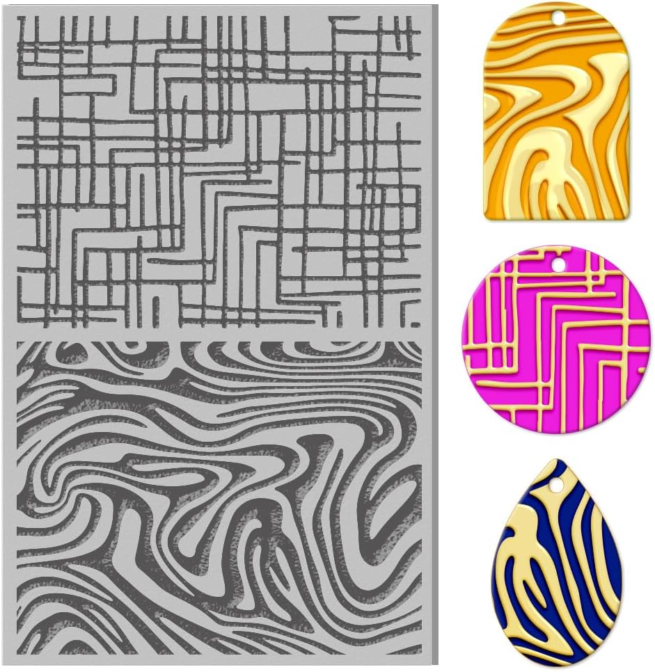 CHGCRAFT Line Polymer Clay Texture Sheets Rubber Clay Texture Mat Polymer Modeling Pattern Tool Used for DIY Jewelry Making Craftwork and Printing Patterns