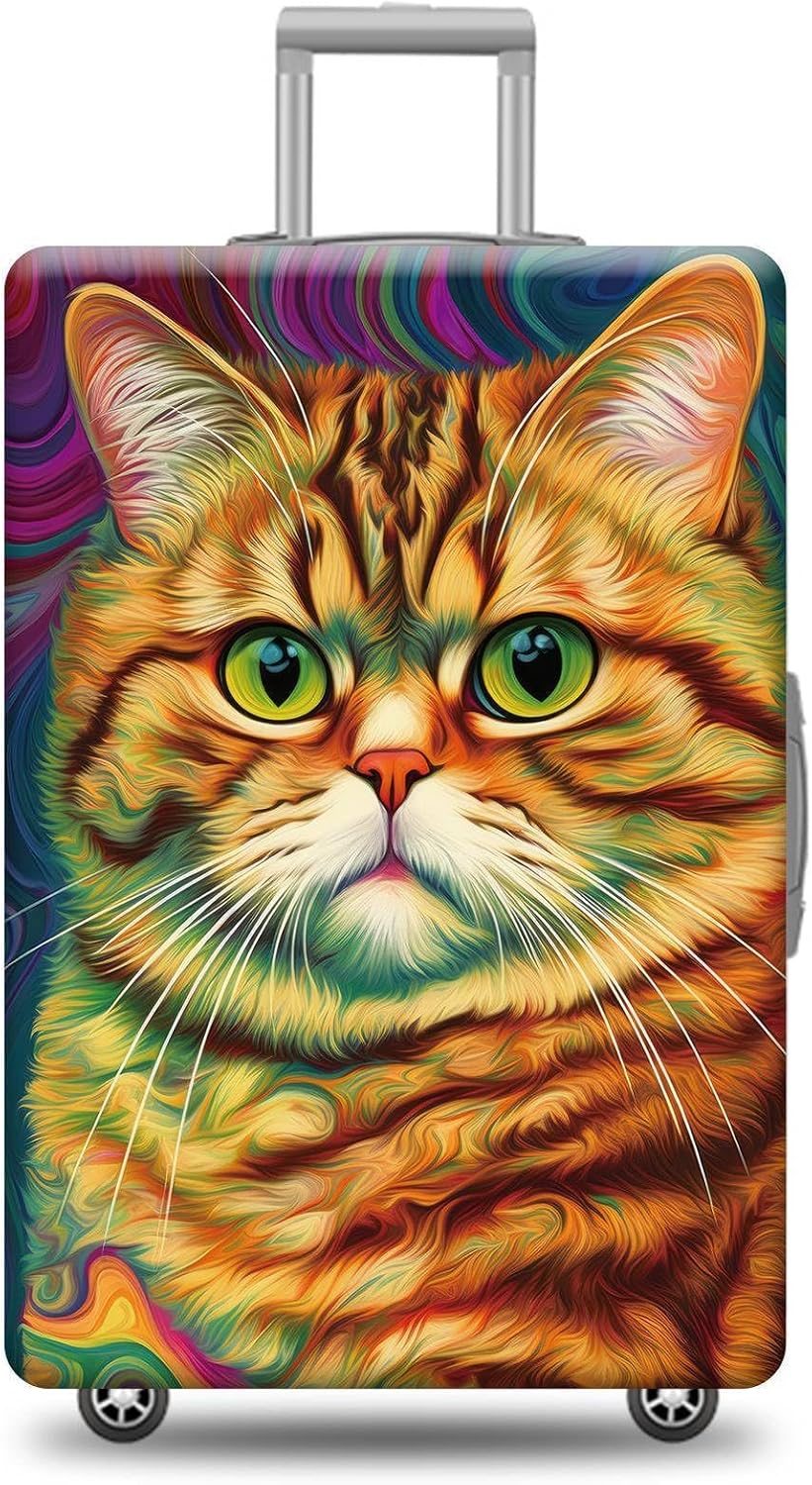 Personalized Luggage Cover Cute American Wirehair Exotic Shorthair Cat Suitcase Protector Washable Elastic Baggage Cover For Pet Lovers Fits 18"-32" Luggage Style 4