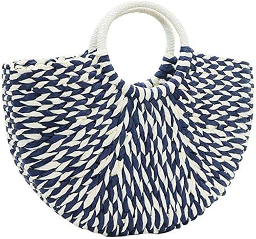 Bolso de paja para mujer bolso de ratán de verano playa con asa superior