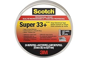 Scotch Super 33+ Vinyl Electrical Insulation Tape, 75-Inch x 66-Foot x 0.007-Inch, Black, 10 Pack