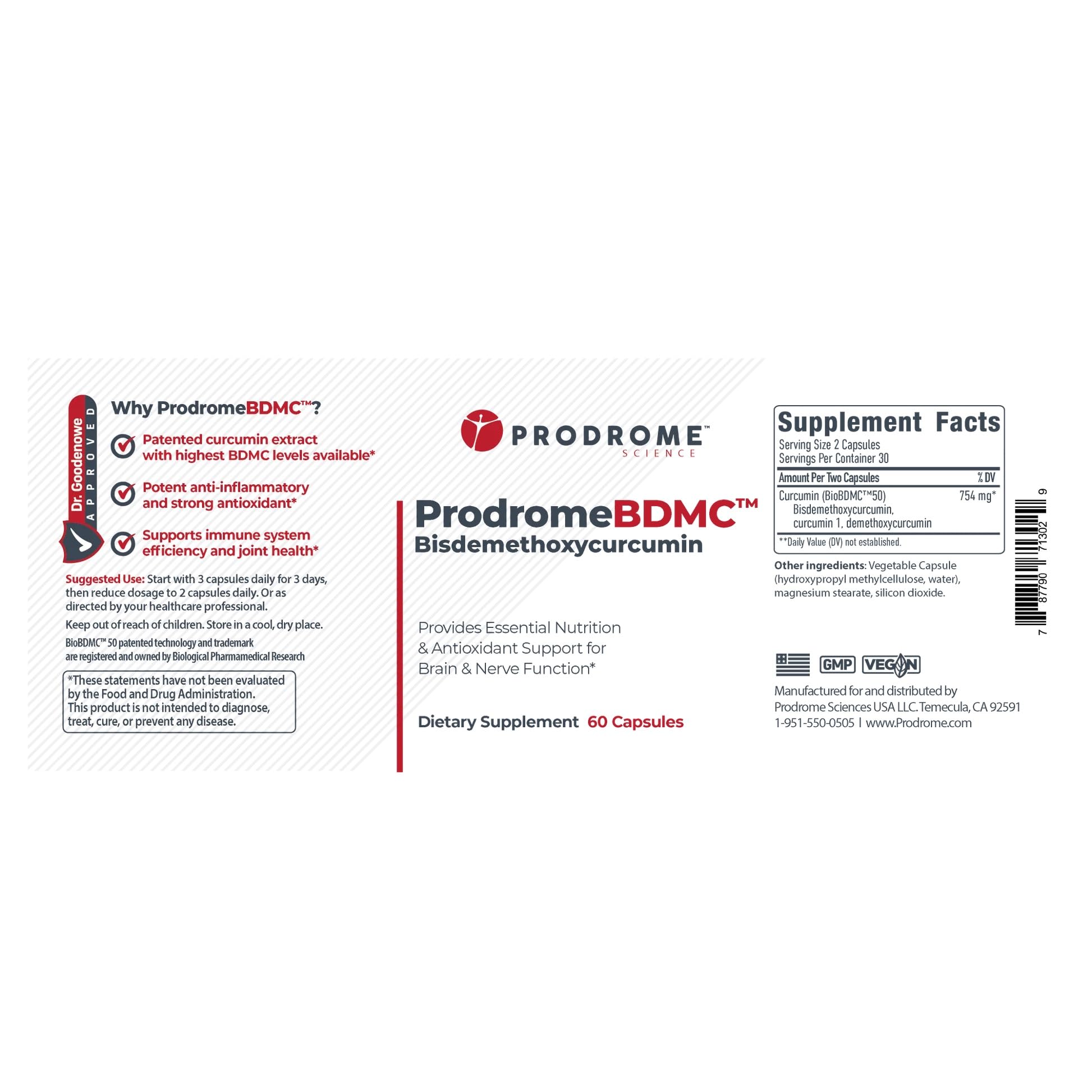 BDMC Curcumin Supplement for Brain, Nerve, Gut & Cellular Support | High BDMC Curcuminoid Formula for Antioxidant Activity, Immune Balance & Healthy Aging | ProdromeBDMC™ | 60 Capsules — Amazon image 7