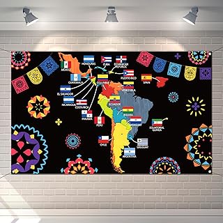 Hispanic Heritage Month Photo Booth Backdrop Latino Spanish Speaking Country Map Decoration Bulletin Board School Classroom Background Wall Decor