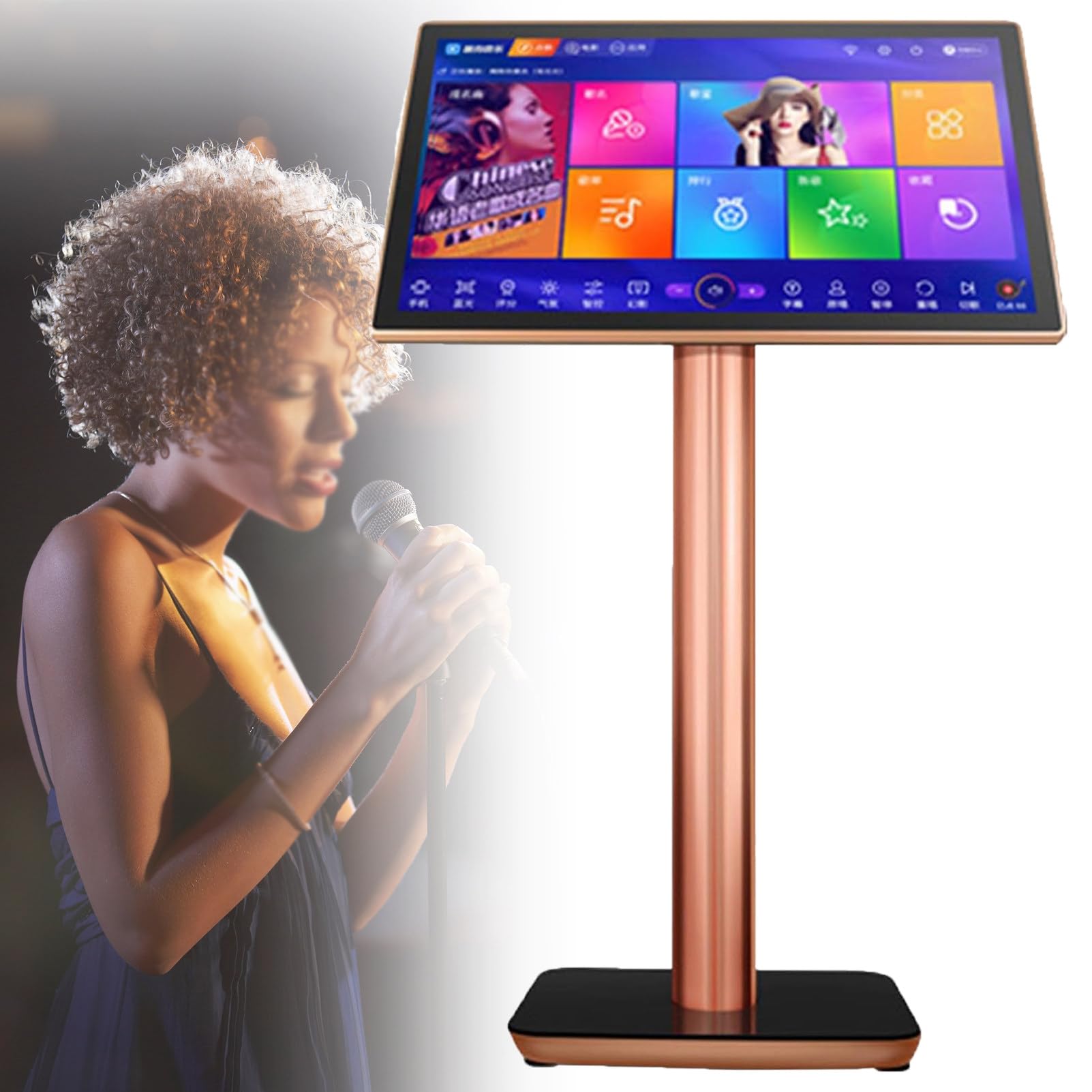 Karaoke Inteligente con Pantalla táctil de 19,5 Pulgadas y Letras, Todo en uno para Fiestas en casa, 27 Idiomas, Color Negro, 2 TB