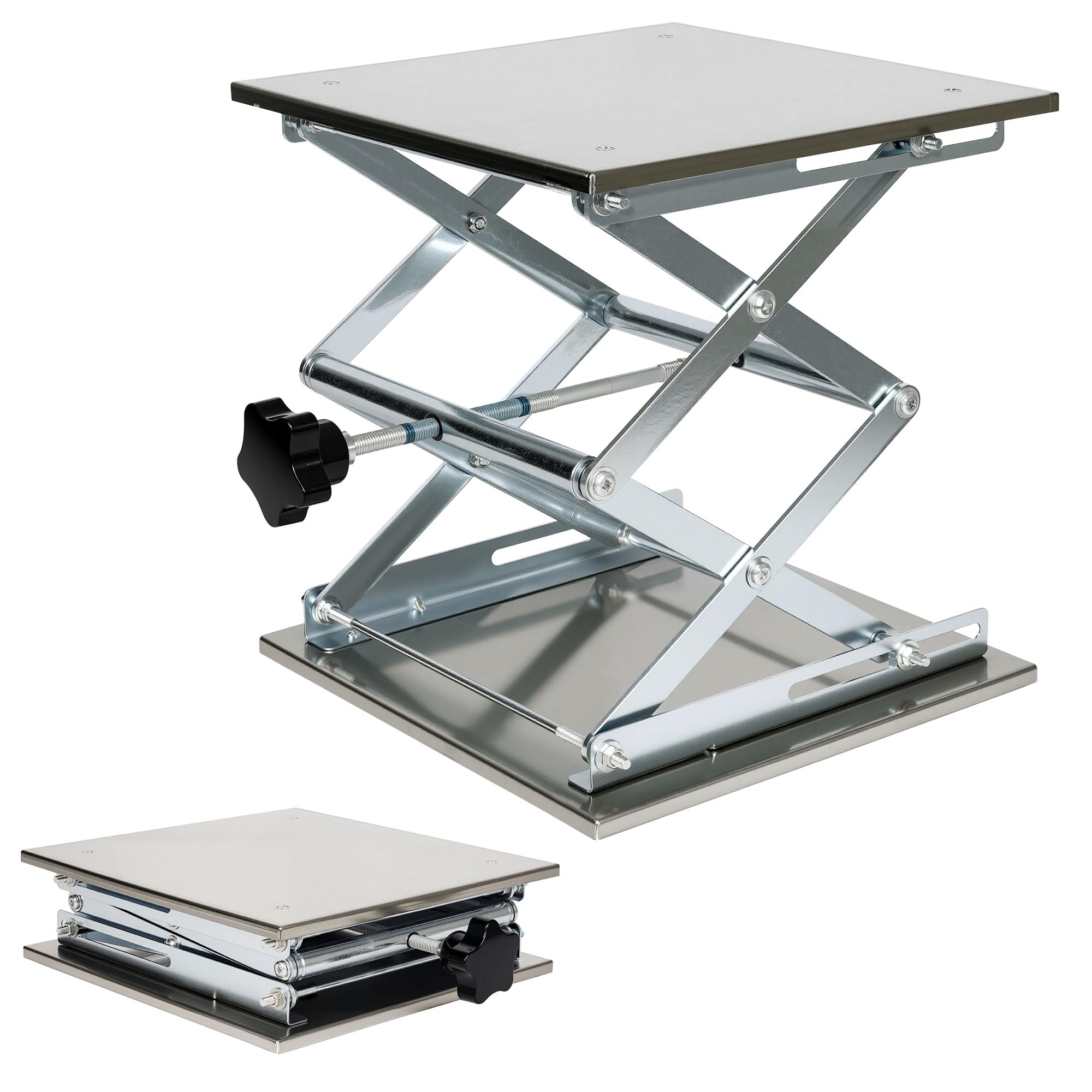aleawol ラボジャッキ 昇降台 実験用 300x300x460mm ステンレス鋼 作業台 耐荷重25kg 高さ調節可能 滑り止め付き 小型 昇降機 実験台 実験器具スタンド 科学工作 教育 実験室用