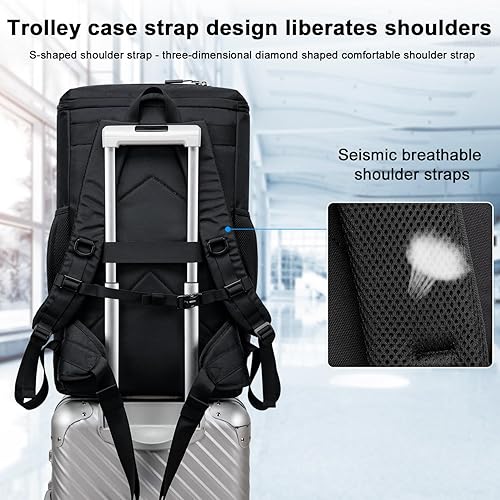 Miniatura 6 de Asenlin Mochila de viaje para mujeres y hombres, mochila de transporte extra grande de 40L, N negro, 17 pulg.