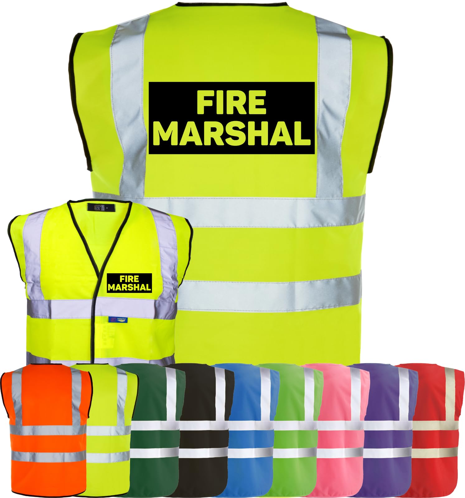 Corporate Togs FIRE MARSHAL Hi-Vis Safety Vest - High-Visibility Waistcoat Tabard, British Standard CE Marked, Fastening Vest | Protective Safety Wear