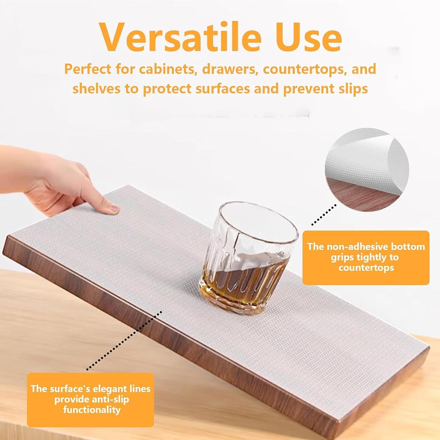 Non-Adhesive Shelf Liner 12 Inches x 14 FT - Waterproof Oil-Proof Non-Slip EVA Drawer Liner for Kitchen Cabinet Shelves Refrigerator Storage Desks, Durable Easy Cut (Transparent)