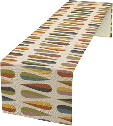 Miniatura 15 de Camino de mesa retro de los años 70, estilo vintage, arte abstracto moderno, verde, bohemio, espiral, ondas, granja, campo, cena, para el hogar,