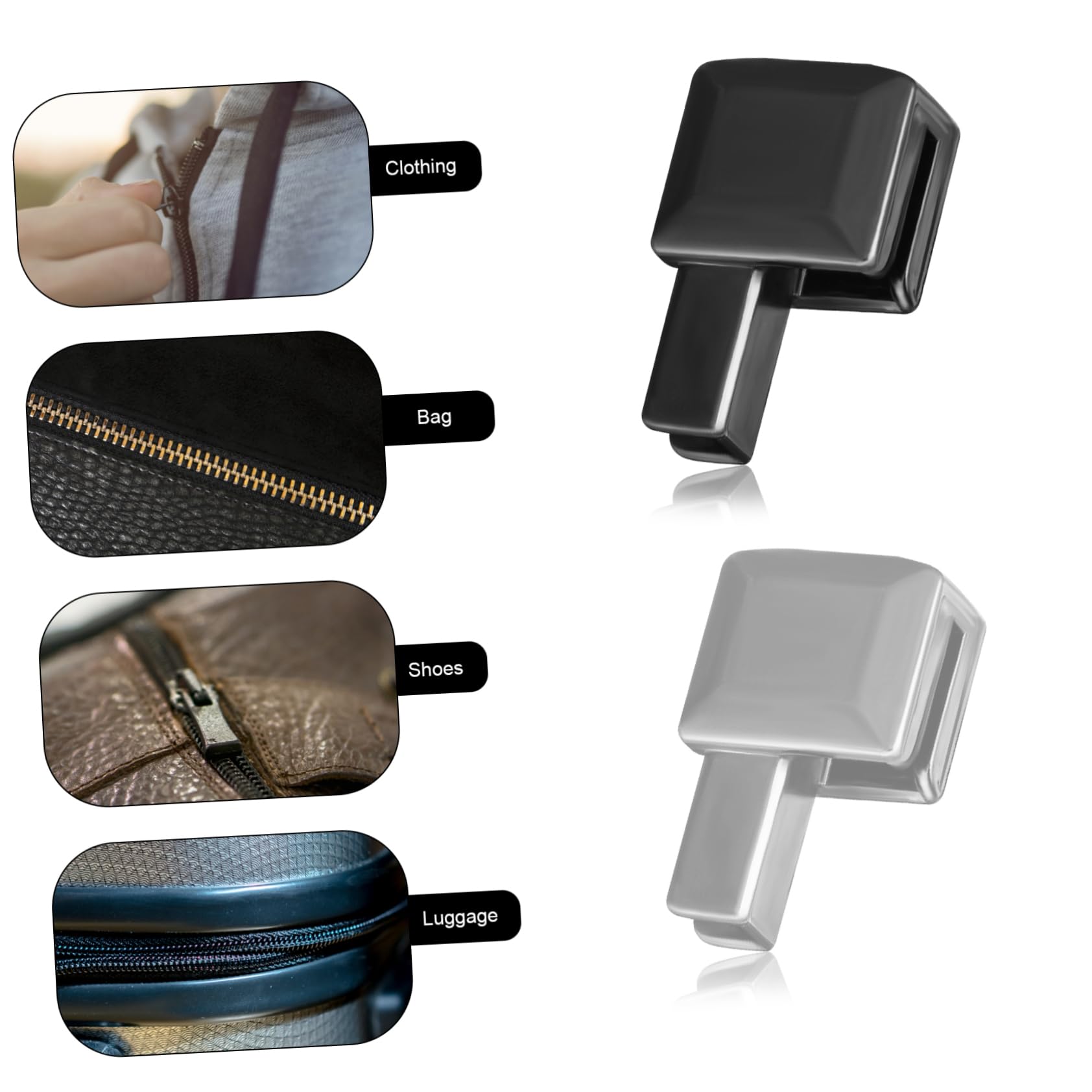 HOODANCOS 4piezas Kit De Reparación De Cremalleras De Accesorios Para Arreglar Ropa Chaquetas Jeans Maletas y Mochilas Deslizadores Cierres y Paradas De Metal