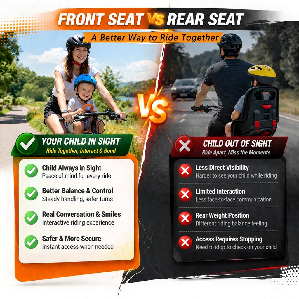 UrRider Siège de Vélo pour Enfant Pliable Portable Montage Avant à Dégagement Rapide sans Outil