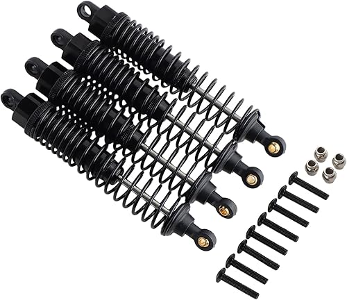 Miniatura 62 de 4 amortiguadores delanteros y traseros, suspensión ajustable de 3.858 in de aluminio para autos RC 1/10 HSP 94166 94106 94107 94155 94170 Buggy Rojo