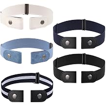 5Pcs Elastic Belt for Women, No Buckle Belt Women, Stretch Invisible Belts for Womens Metal Hook Elastic Belting, No Show Belts for Woman for Jeans, Pants