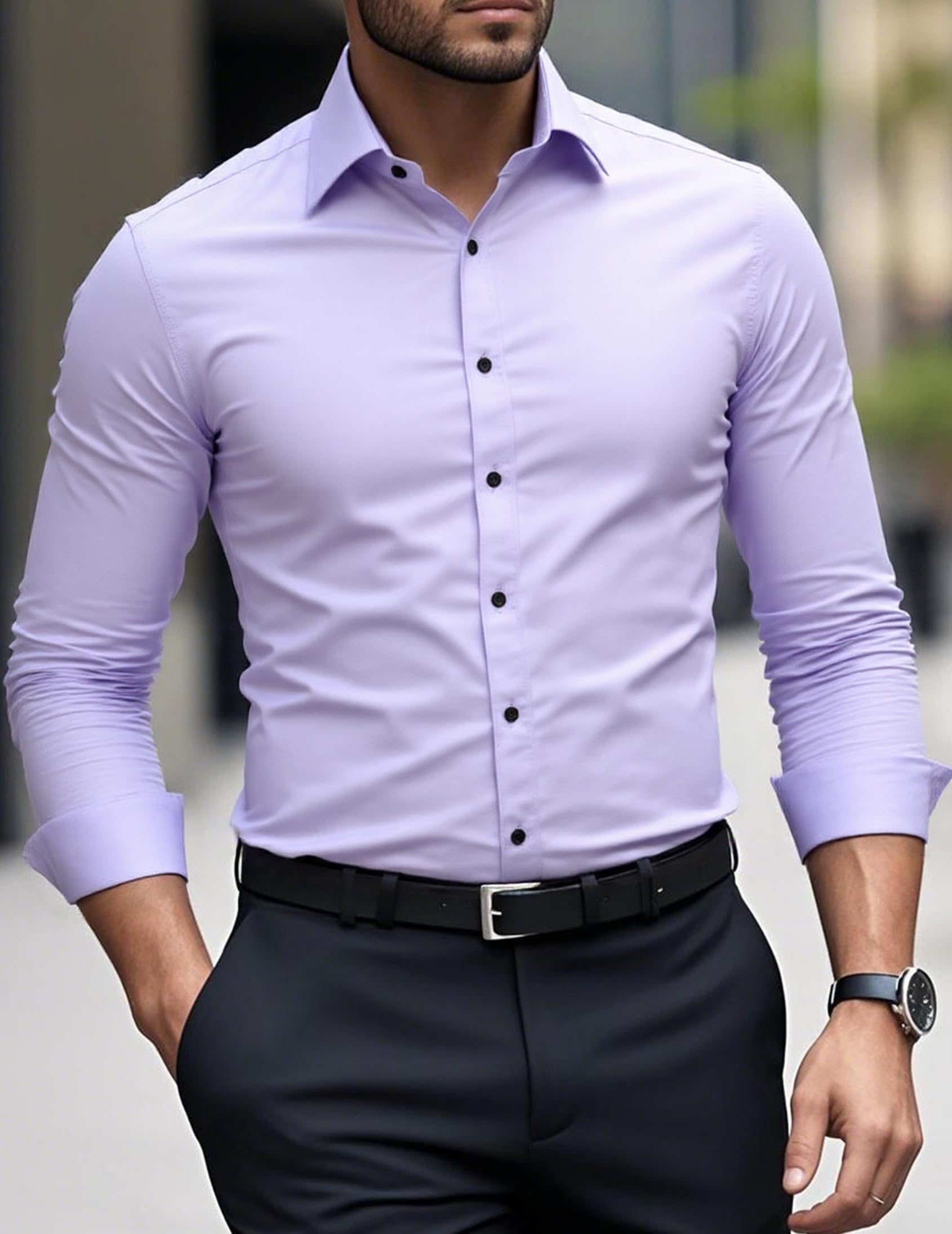 Men's Business Shirt Long Sleeve Formal Wear Professional Look Suitable for Office Wear Shirt