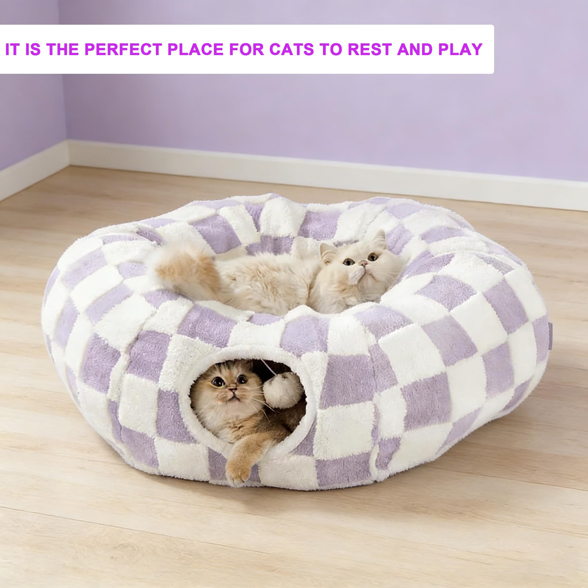 ERNAN Katzenspielzeug Katzentunnel.Faltbarer Katzen Tunnel, Bunny Tunnel,Spieltunnel & Krabbeltunnel für Kätzchen, Welpen, Kaninchen, kleine Hunde (Purple)