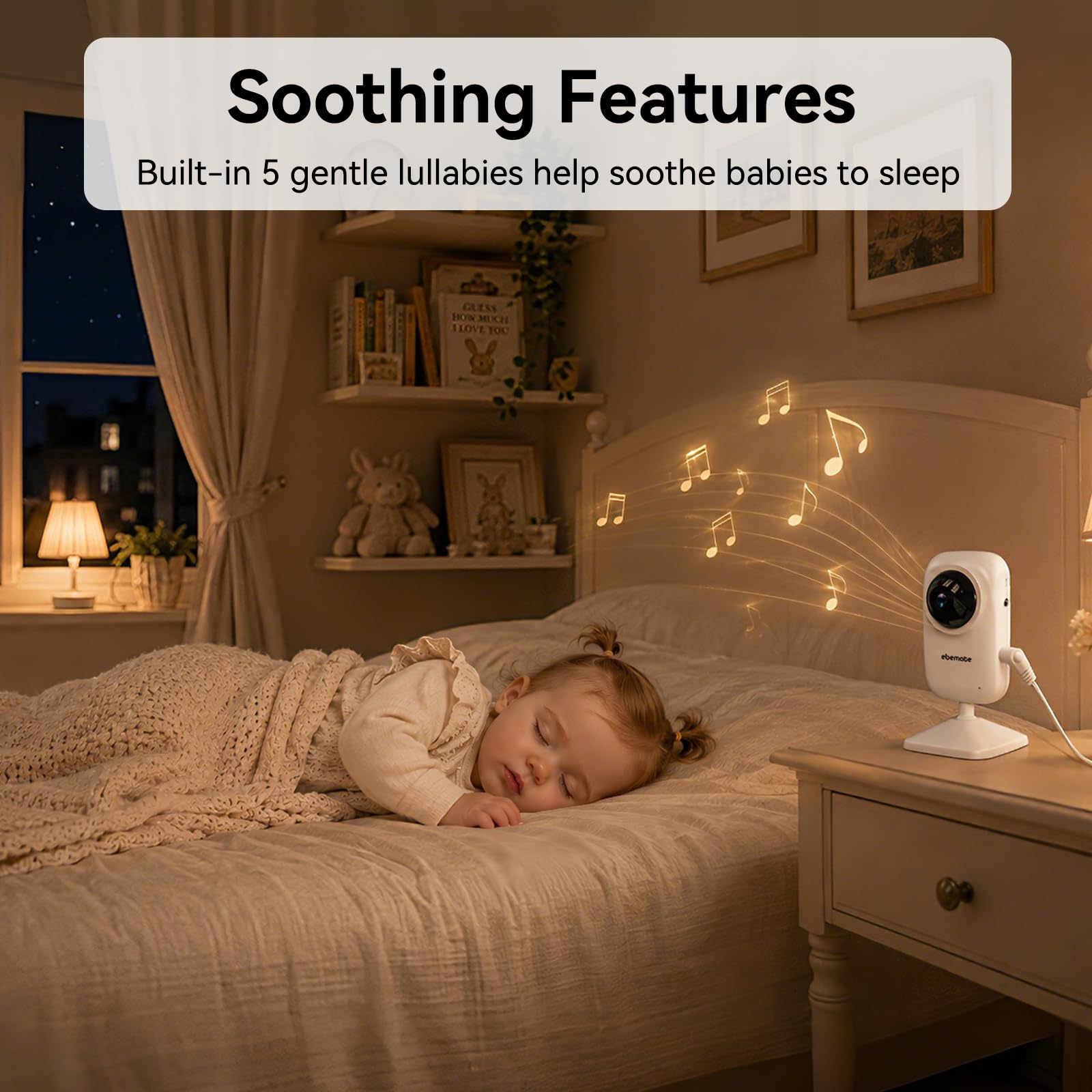 ebemate - Videocamera baby monitor con 2 telecamere, schermo LCD da 2,8", video e audio, visione notturna senza abbagliamento, telecamera audio per conversazione a 2 vie, controllo