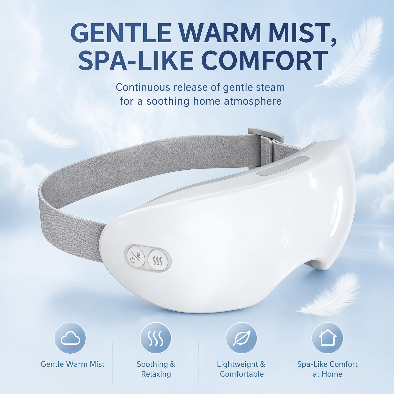 Masque de thérapie à la vapeur, appareil portable de thérapie à la vapeur avec chaleur et temps réglables, défroisseur vapeur chauffant pour les yeux secs, appareil chauffant pour les yeux secs