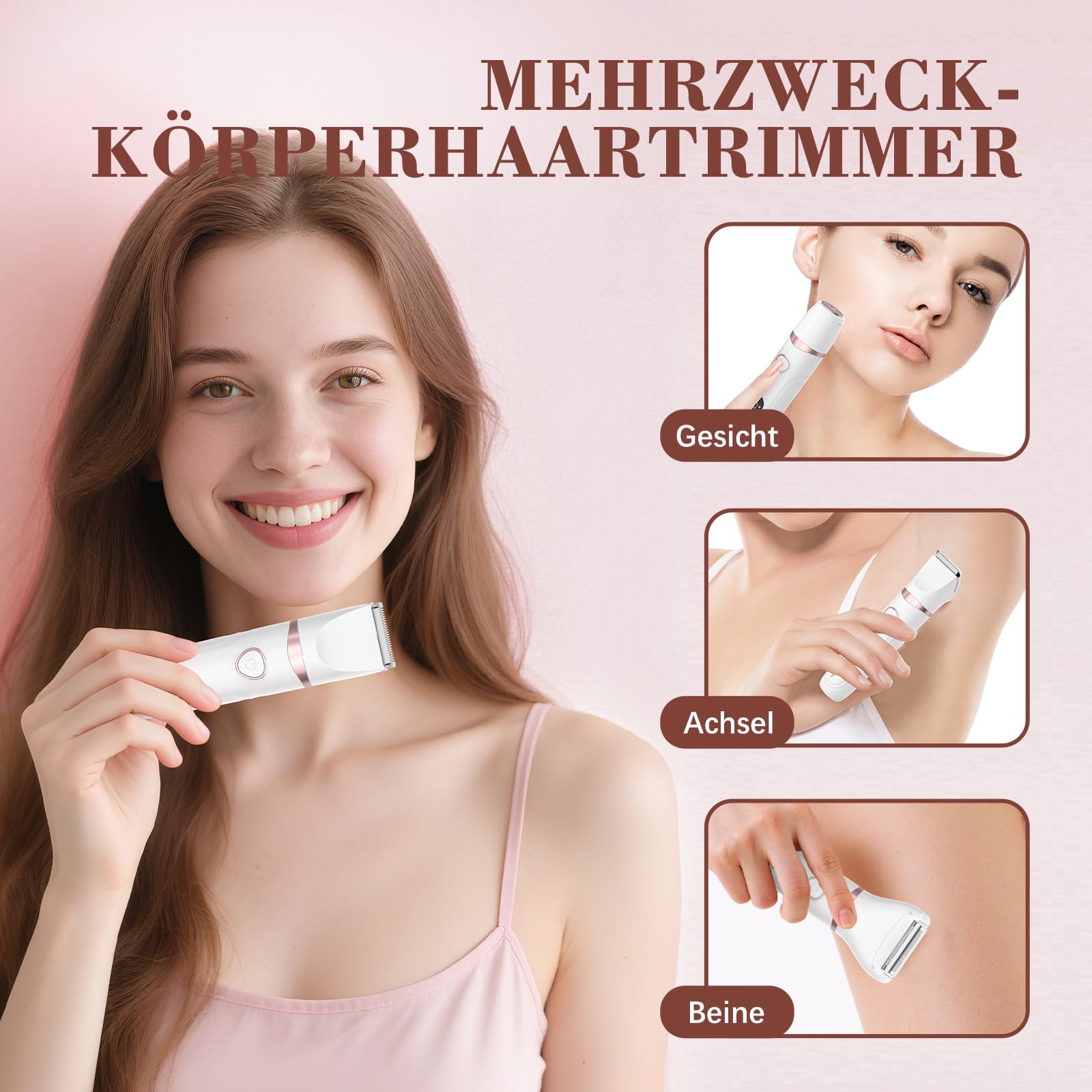 MAXGROOM 3-in-1 Intimrasierer für Frauen,Akku Elektrischer Rasierer Damen Intimbereich mit LED Nass-Trocken Damenrasierer Elektrisch,Bikini Trimmer Damen Intimbereich