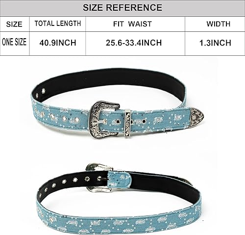 Miniatura 2 de ILuvatar Cinturón de mezclilla para mujer, correa de cintura azul para pantalones de vestir, cinturón de mezclilla