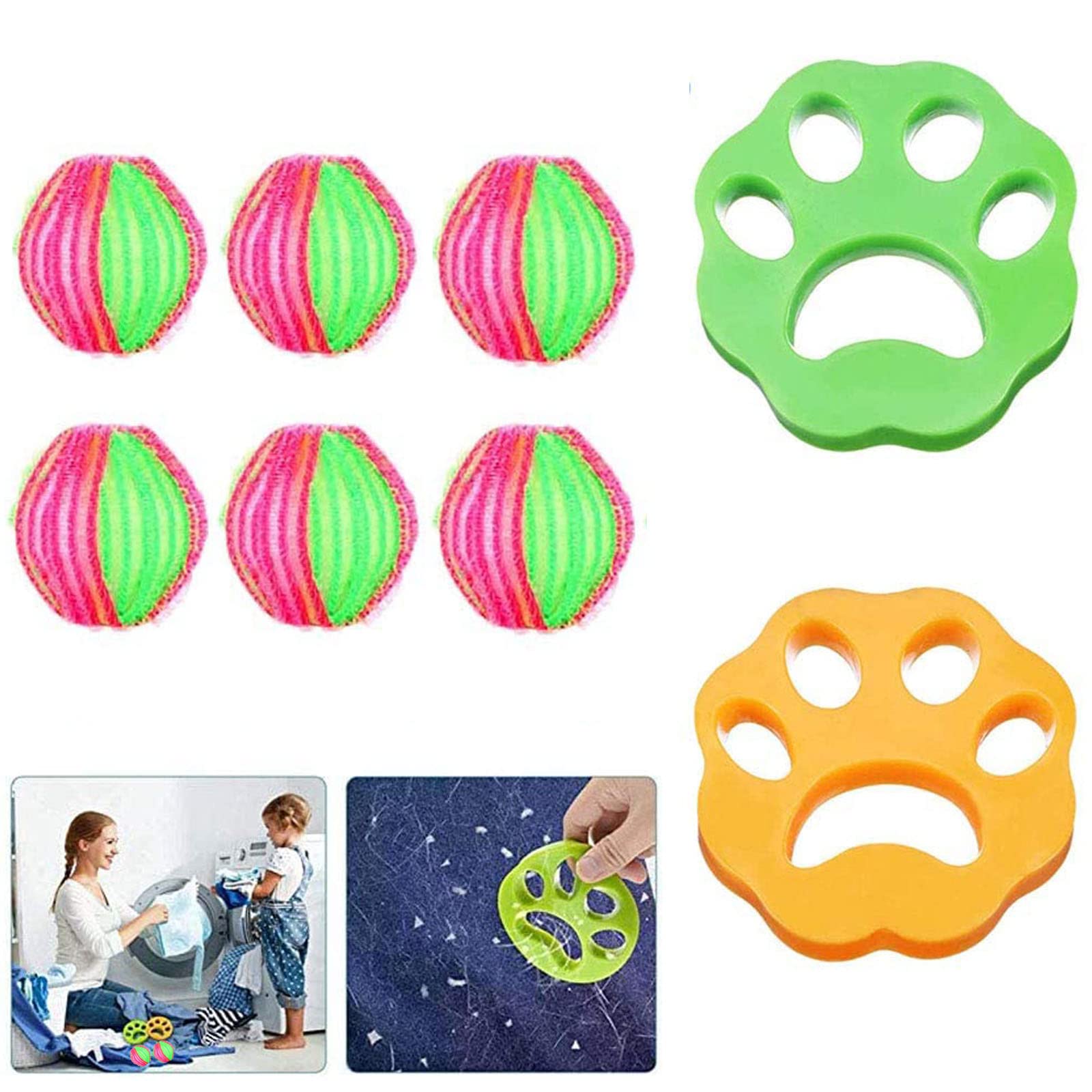 Quita Pelos Mascota, 8 PCS Atrapa Pelos Lavadora Mascotas, Recoge Pelos Mascotas,Bola de Lavado Reutilizable para Eliminar el Pelo de Las Mascotas en la Lavadora