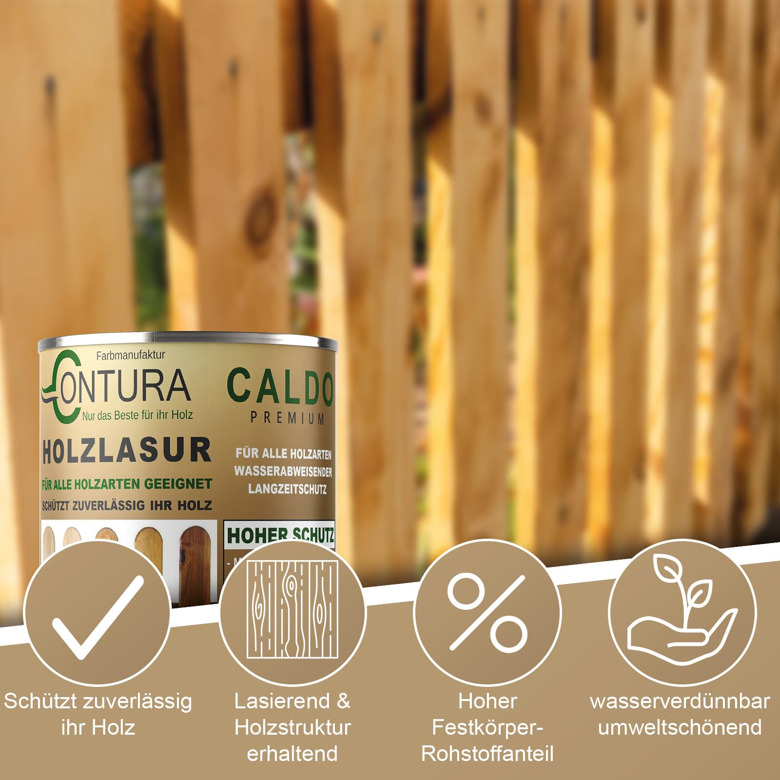 Holzlasur Dickschichtlasur 2,5 Liter Set mit Pinsel 2in1 Dauerschutzlasur Holzschutz Lasur (07 Kiefer-Pinie)