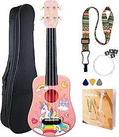 Ukulele Soprano de 53 cm para iniciantes, crianças, adultos e estudantes, kit de cordas de nylon havaiano ukelele para iniciantes com alça de gig bag, cordas extras, presente de feriado de