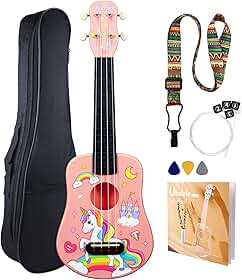 Ukulele Soprano de 53 cm para iniciantes, crianças, adultos e estudantes, kit de cordas de nylon havaiano ukelele para iniciantes com alça de gig bag, cordas extras, presente de feriado de