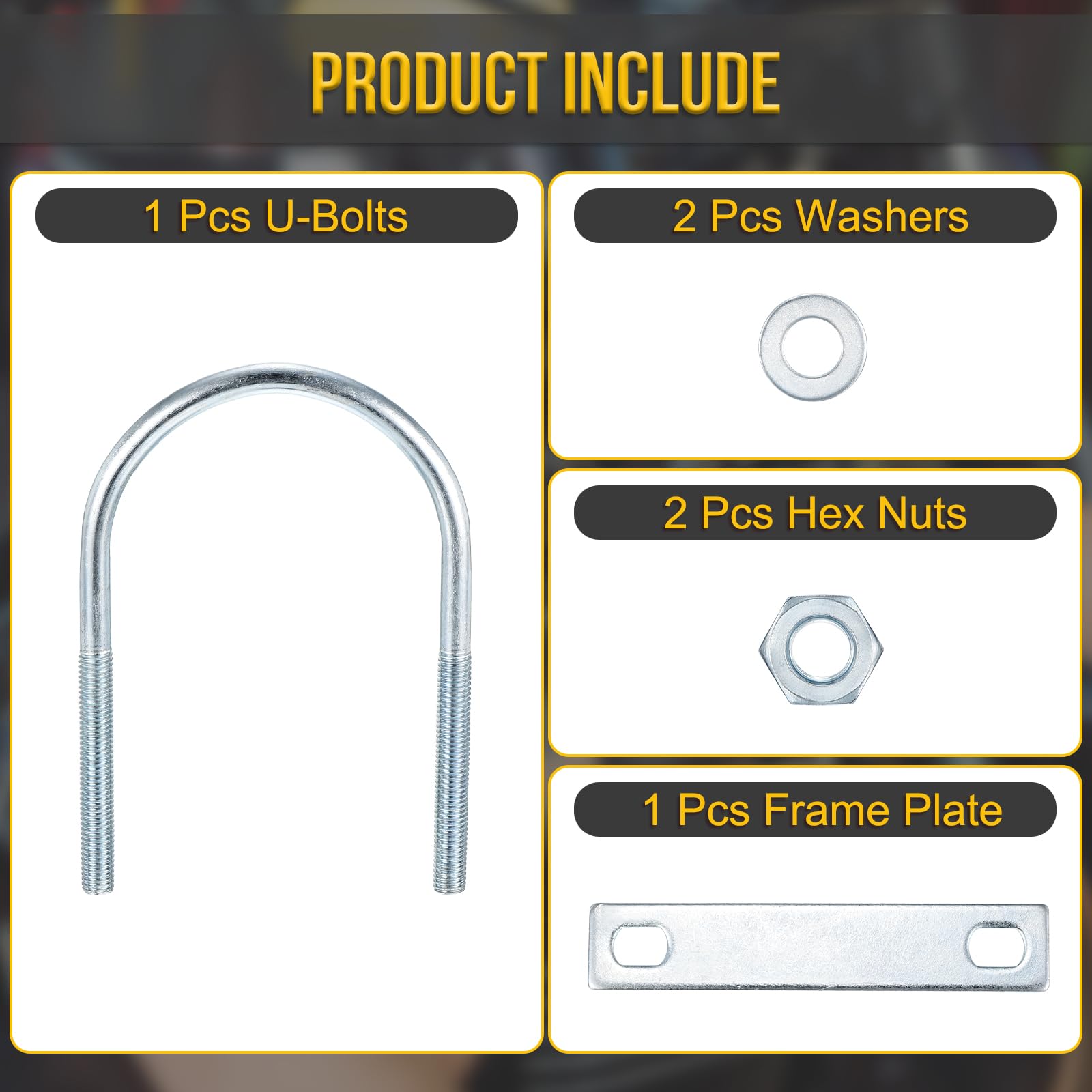 DTGN M10x90x150mm U Bolts Round Kit, 1Set, Carbon Steel U-Bolt Kit with Nuts, Washers, Frame Plate, Good for Pipe Trailer - Image 3