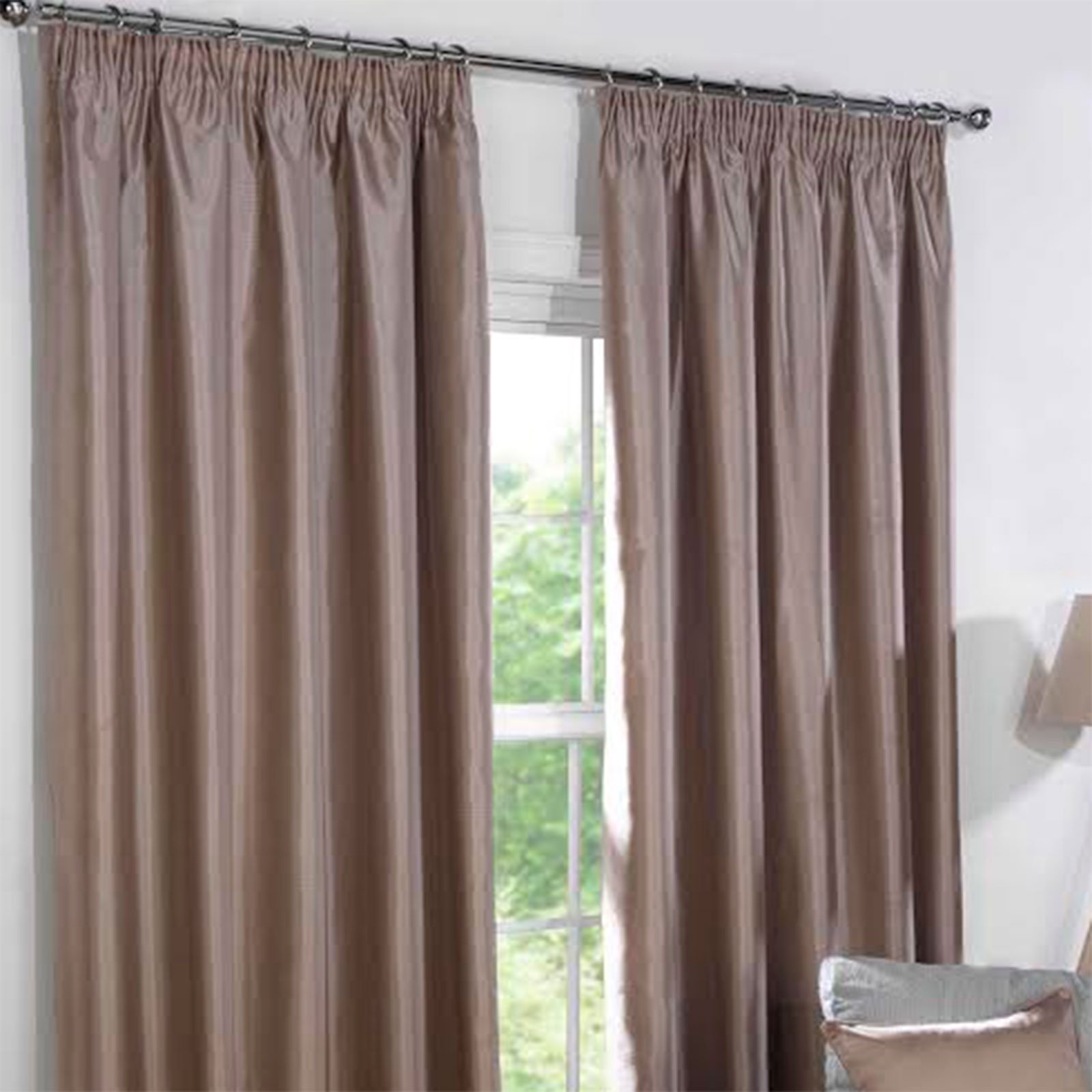 Rapport Blackout Eyelet Curtains, Taupe, 46x54 inches