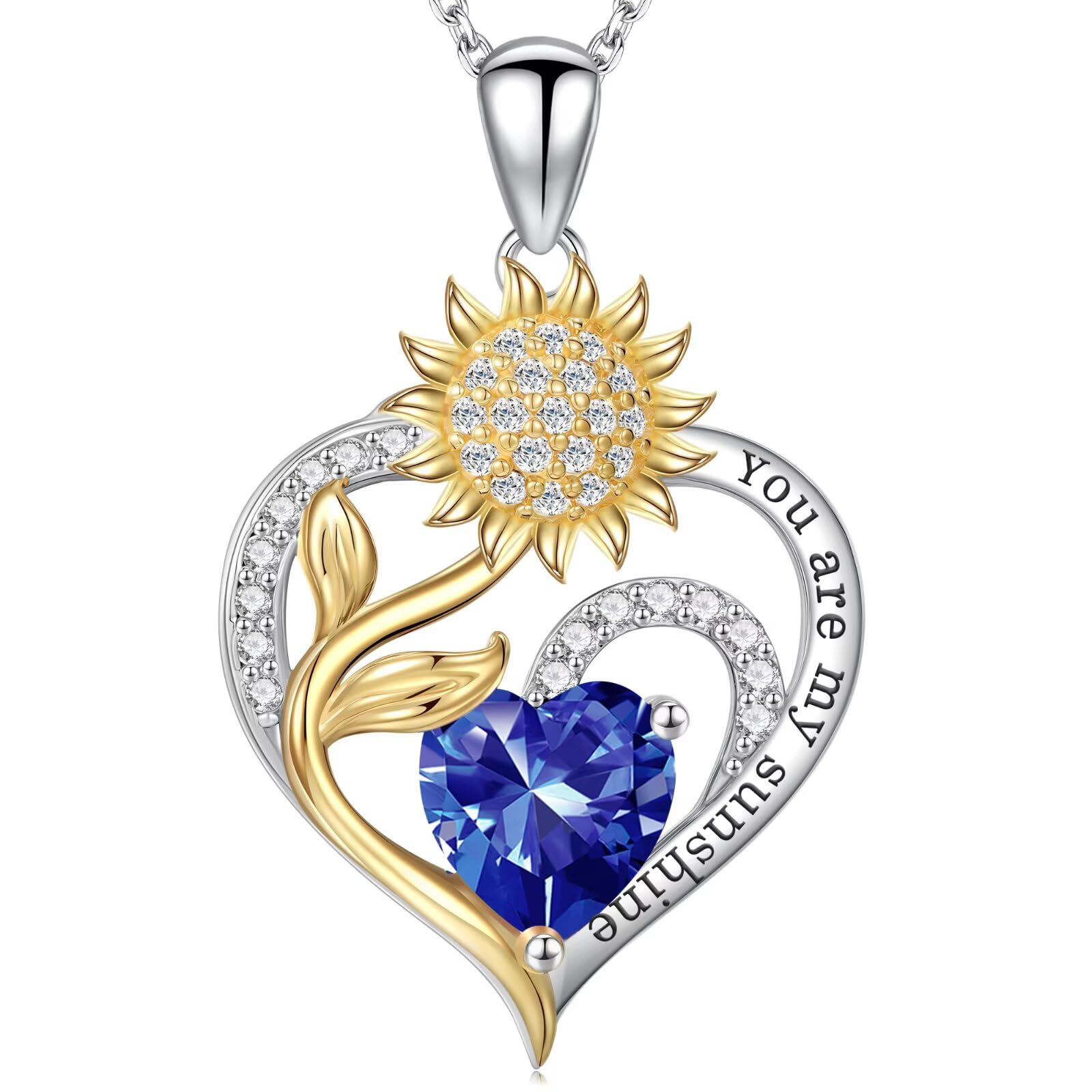 Iefil Mothers Day Gifts - 925 Sterling Silver Sunflower Necklace for Women, Birthstone Jewelry for Wife Mom, Birthday Mothers Day Gifts for Wife Mom Grandma