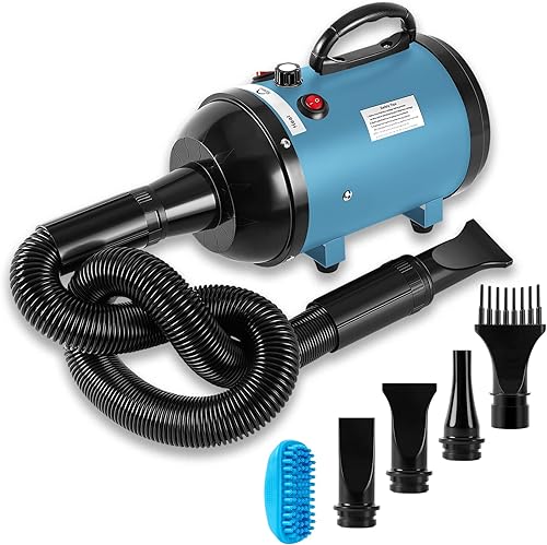 NESTROAD Secador de perros para aseo de mascotas, alta velocidad 4.3HP3200W soplador de perro con velocidad ajustable continua, secado profesional