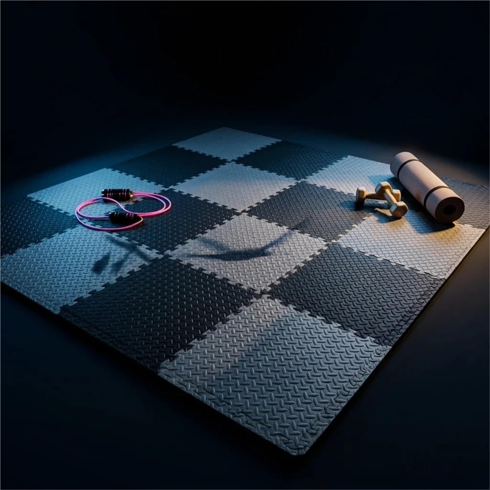 Tappeto Da Fitness A Puzzle Tappetini in gomma ad incastro, piastrelle antiscivolo for allenamento a casa