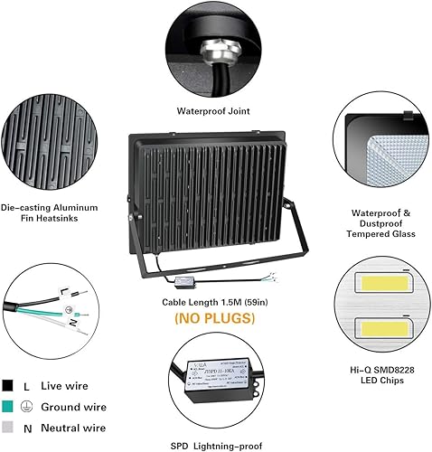 Vista 4 de SOLLA - Reflector led de seguridad para exteriores, 30W-400W