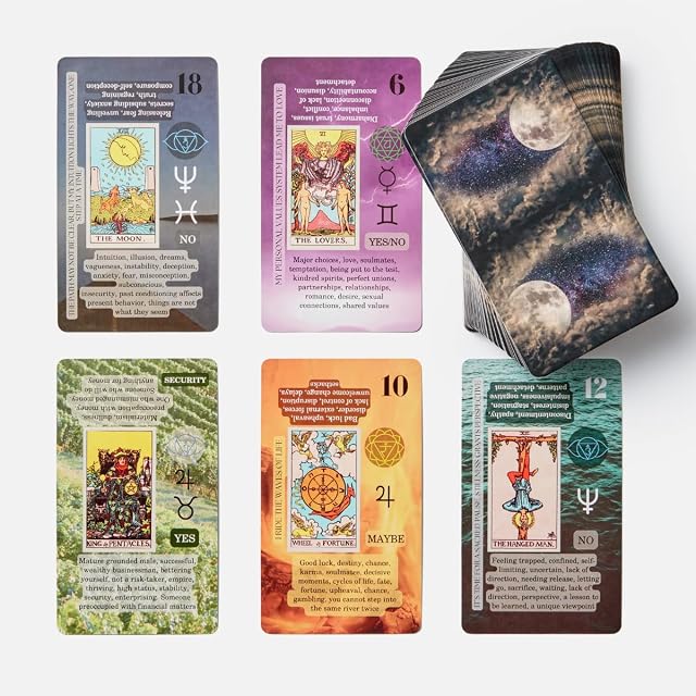Witchy Cauldron Beginner Tarot, Tarot Cards with Meaning on it, Keyword Tarot Deck, Learning Tarot, Chakra, Planet, Affirmation, Reversed, Zodiac