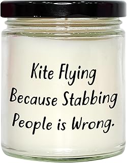 Generic Kite Flying Gifts for Father's Day: 9oz Funny Vanilla Soy Candle, Kite Flying Because Stabbing People is Wrong, White