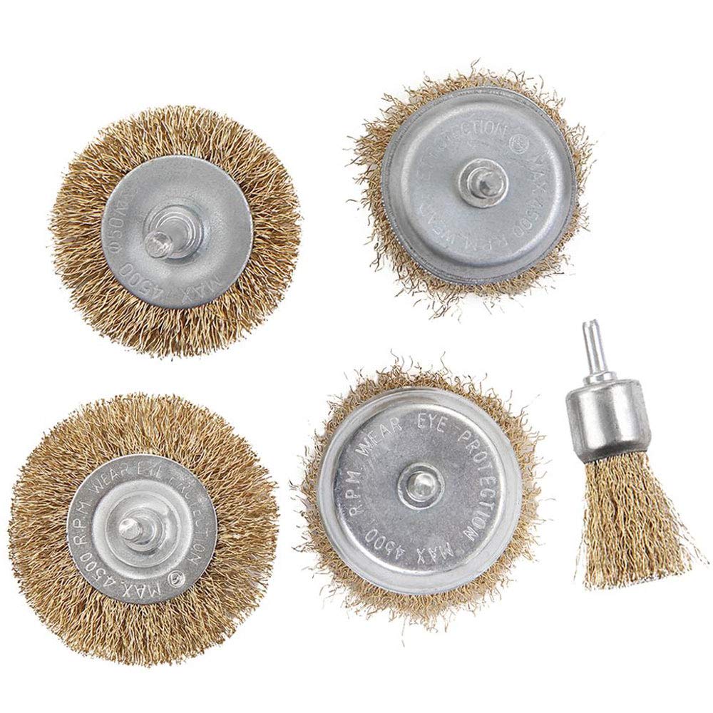 MLD Steel Wire Wheel Brushes for Metal Rust Removal Polishing Brush Steel Rotary Brush for Mini Drill Rotary Tool ( set of 5, Color-Golden & silver, Material- Brass/steel ) (B0B5729C3G) Amazon Price History, Amazon Price Tracker