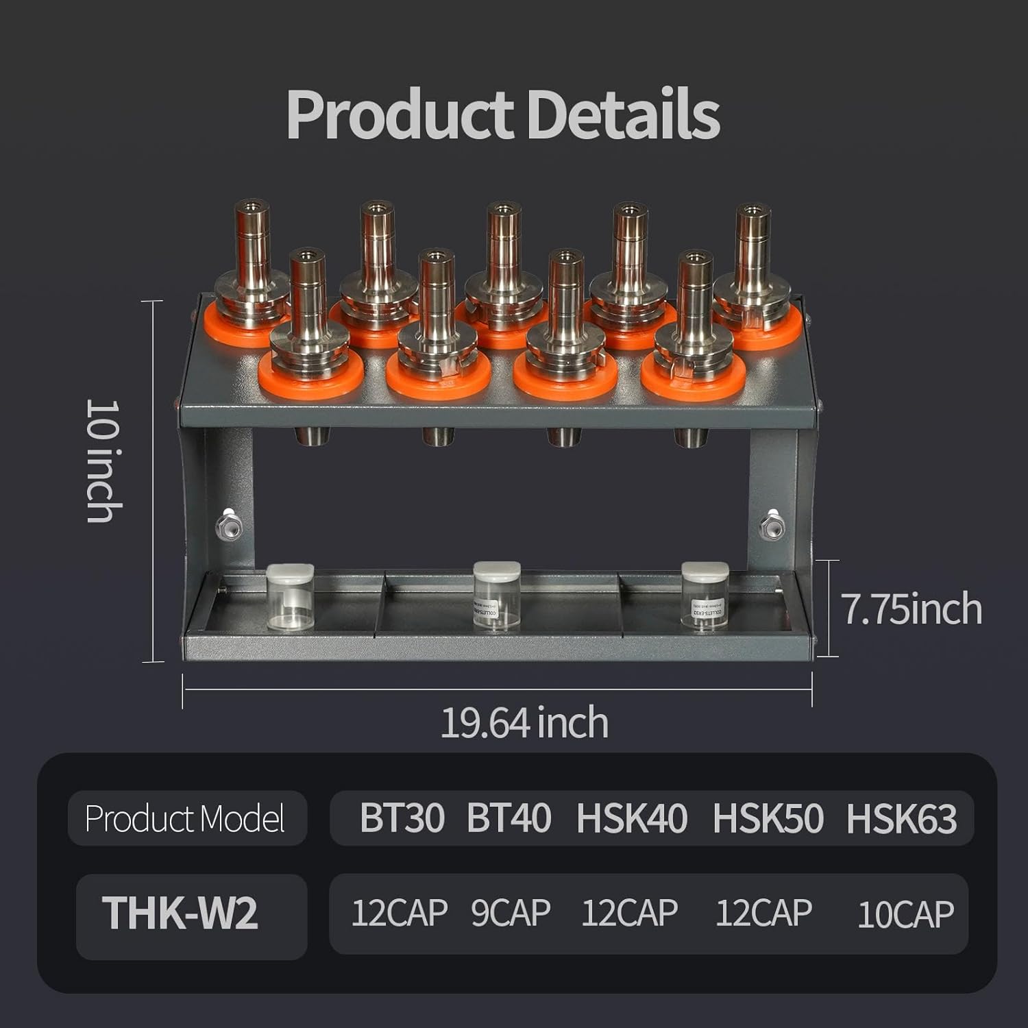 cnc tool holder rack Wall-mounted cnc tool rack Suitable for various small CNC tool holders (Double layer, BT40-9PCS)