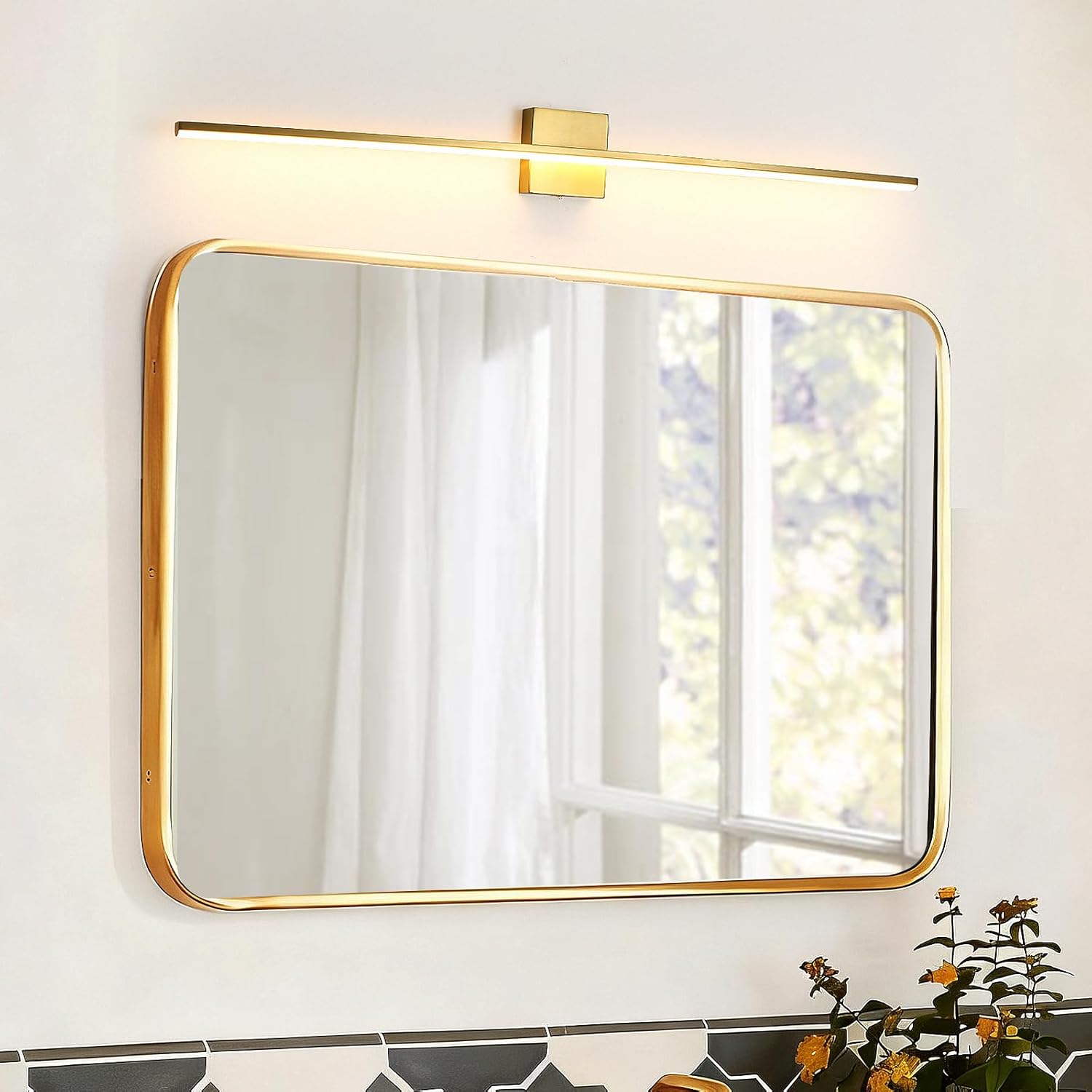 Brushed Gold Vanity Light 40 Inch Modern Bathroom Light Fixtures 23W Wall Vanity Lamp Over Mirror, Dimmable 5CCT LED Wall Sconce for Bedroom Cabinets UL Certificated