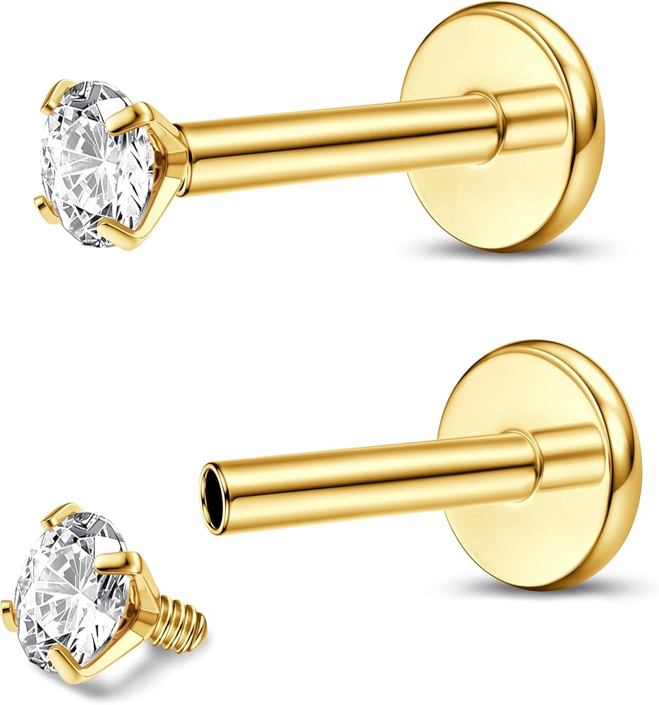 Piercing Per Orecchio, Labret Stud Da 1,2 Mm Con Filettatura Interna E