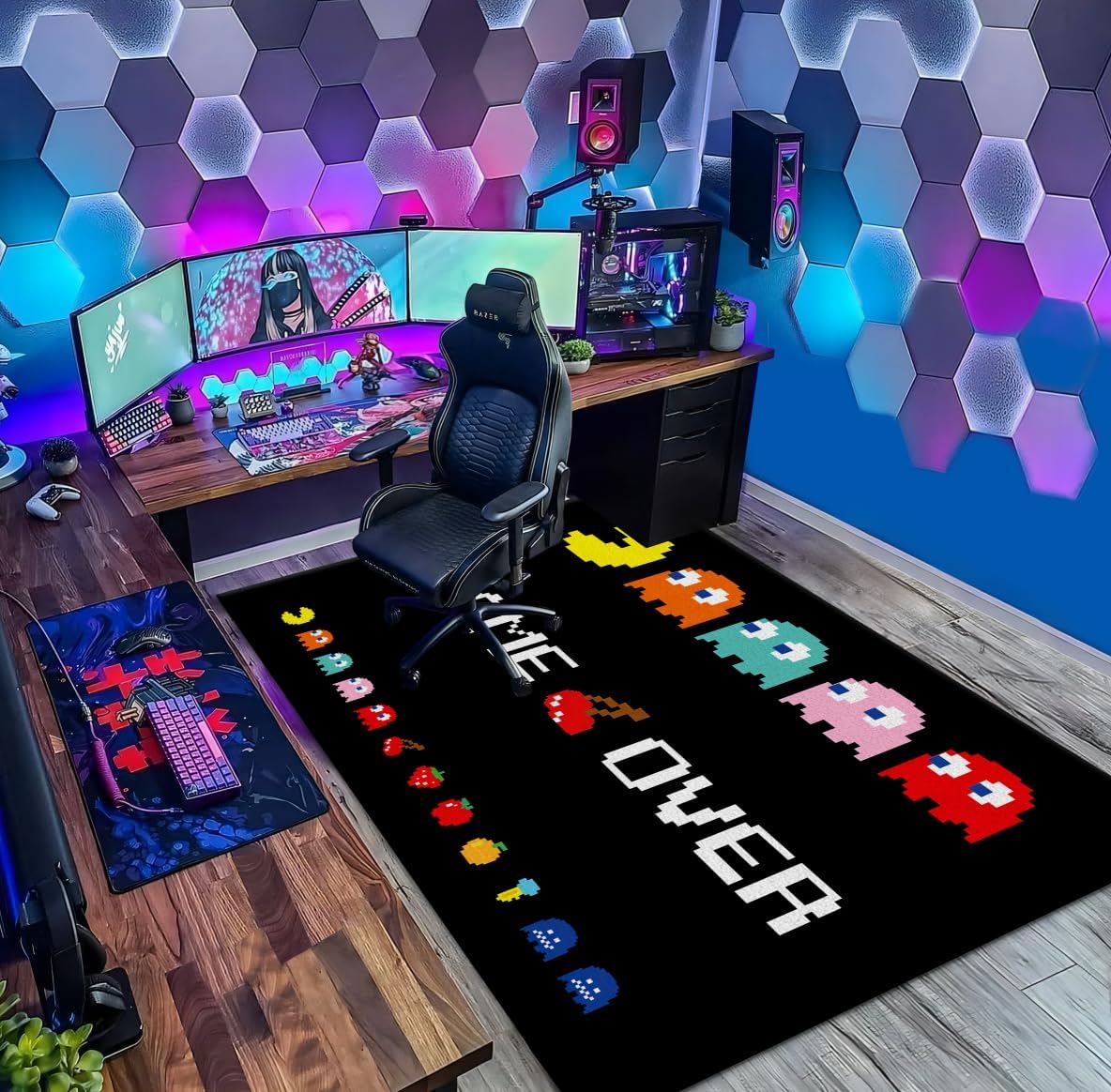 Classic Arcade Games Rug Retro 90s Arcade Theater Style Popular Game Room Area Rug for Living Room Playroom Decor Carpet Modern Fun Game Rug 3' x 4'