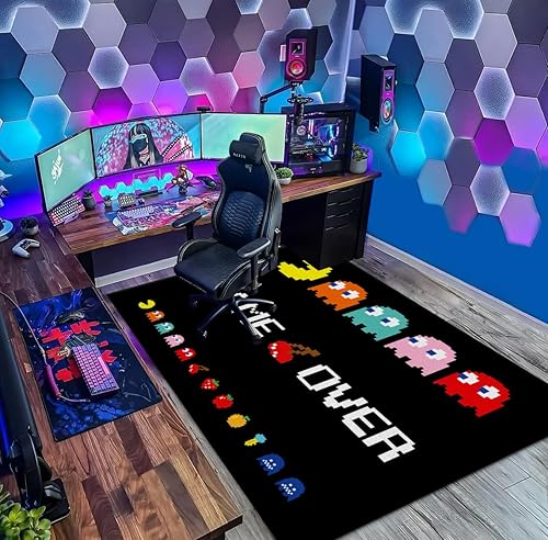 Miniatura 2 de Alfombra clásica de juegos de arcade, estilo retro de los años 90, estilo popular de sala de juegos, para sala de estar, decoración de sala de