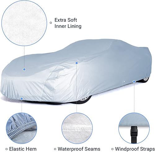 Miniatura 3 de iCarCover Funda de automóvil de 18 capas de alta calidad, impermeable, para todo tipo de clima, lluvia, nieve, sol, protección UV, granizo para